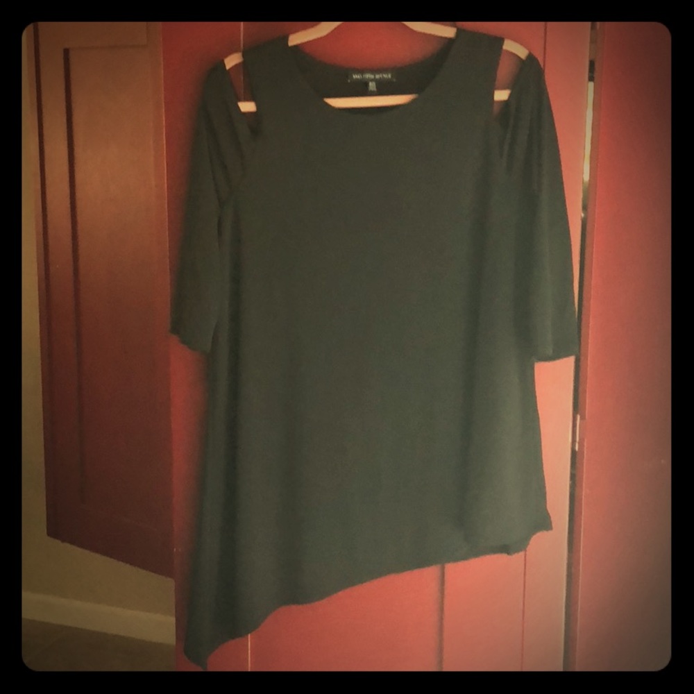 Saks black cold shoulder blouse